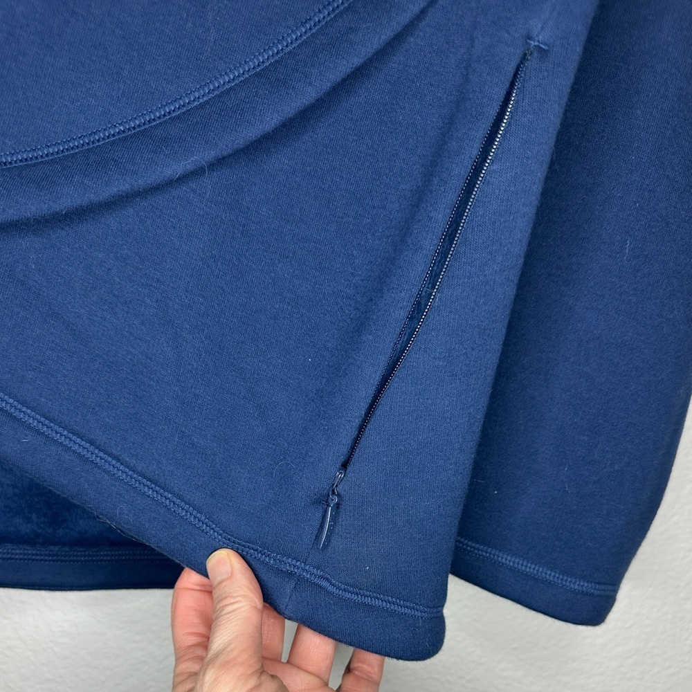 Athleta Cozy Karma Asym Pullover is a deep navy blue sweatshirt, fleece, Large - Picture 5 of 8